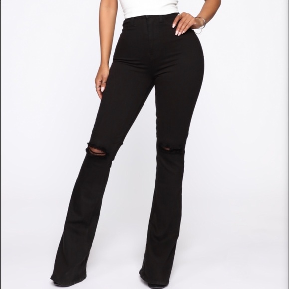 Fashion Nova Denim - NWOT Flare Distressed Jeans
